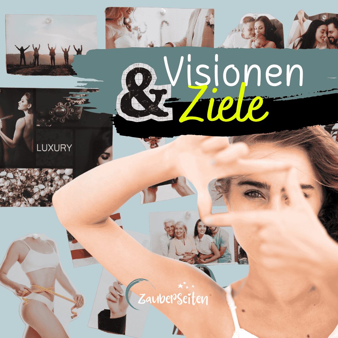 Frau mit fokus - foto schnipsel um sie herum