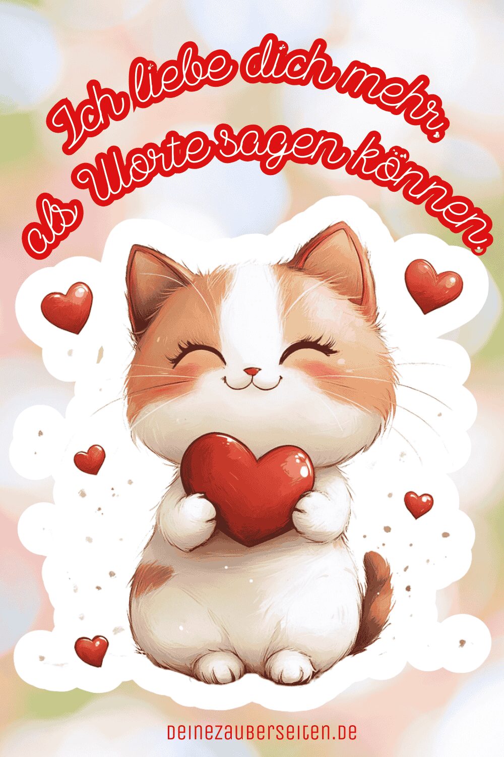 katze mit liebesspruch