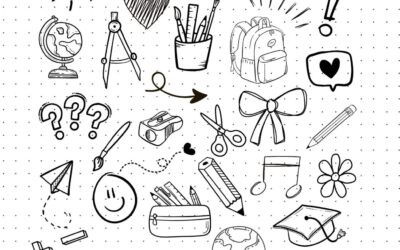 Kritzelbild Scribble Schule:  Doodle Malvorlage zum Ausmalen & Ausdrucken