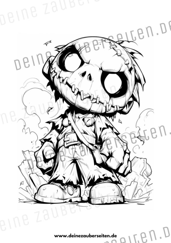 Ausmalbilder: Halloween "Kleine Monster" & Kürbis – Bild 2