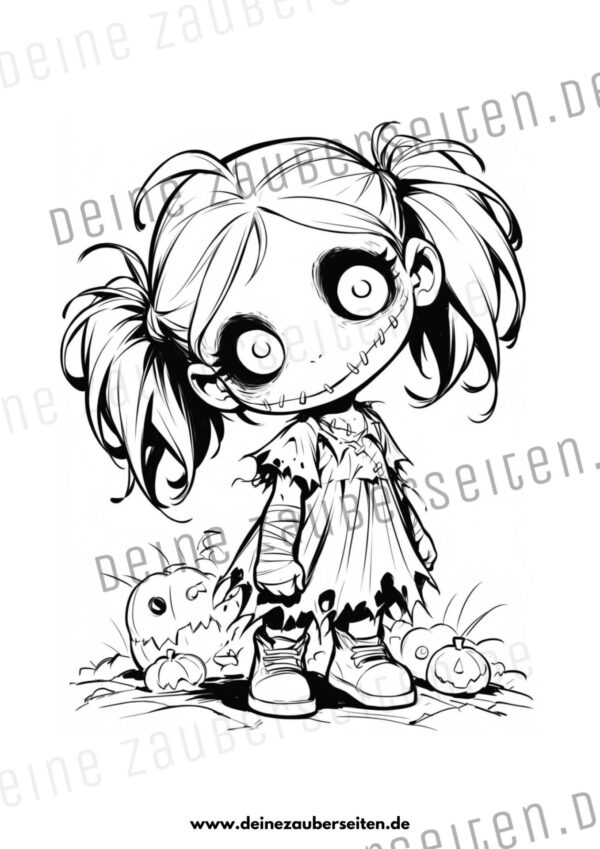 Ausmalbilder: Halloween "Kleine Monster" & Kürbis – Bild 4