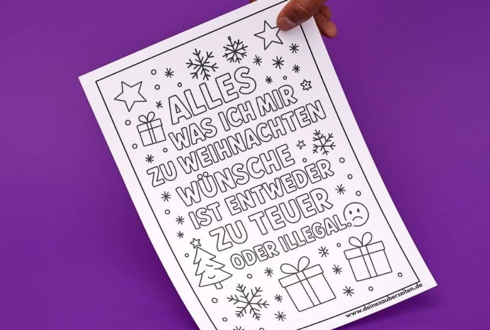 Freche Sprüche zum Ausmalen: Lustig Schimpfen an Weihnachten